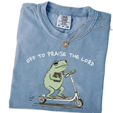 Off to Praise the Lord Frog – Cute Funny Christian T-Shirt