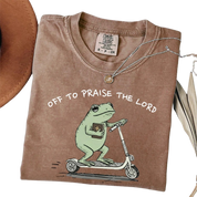 Off to Praise the Lord Frog – Cute Funny Christian T-Shirt